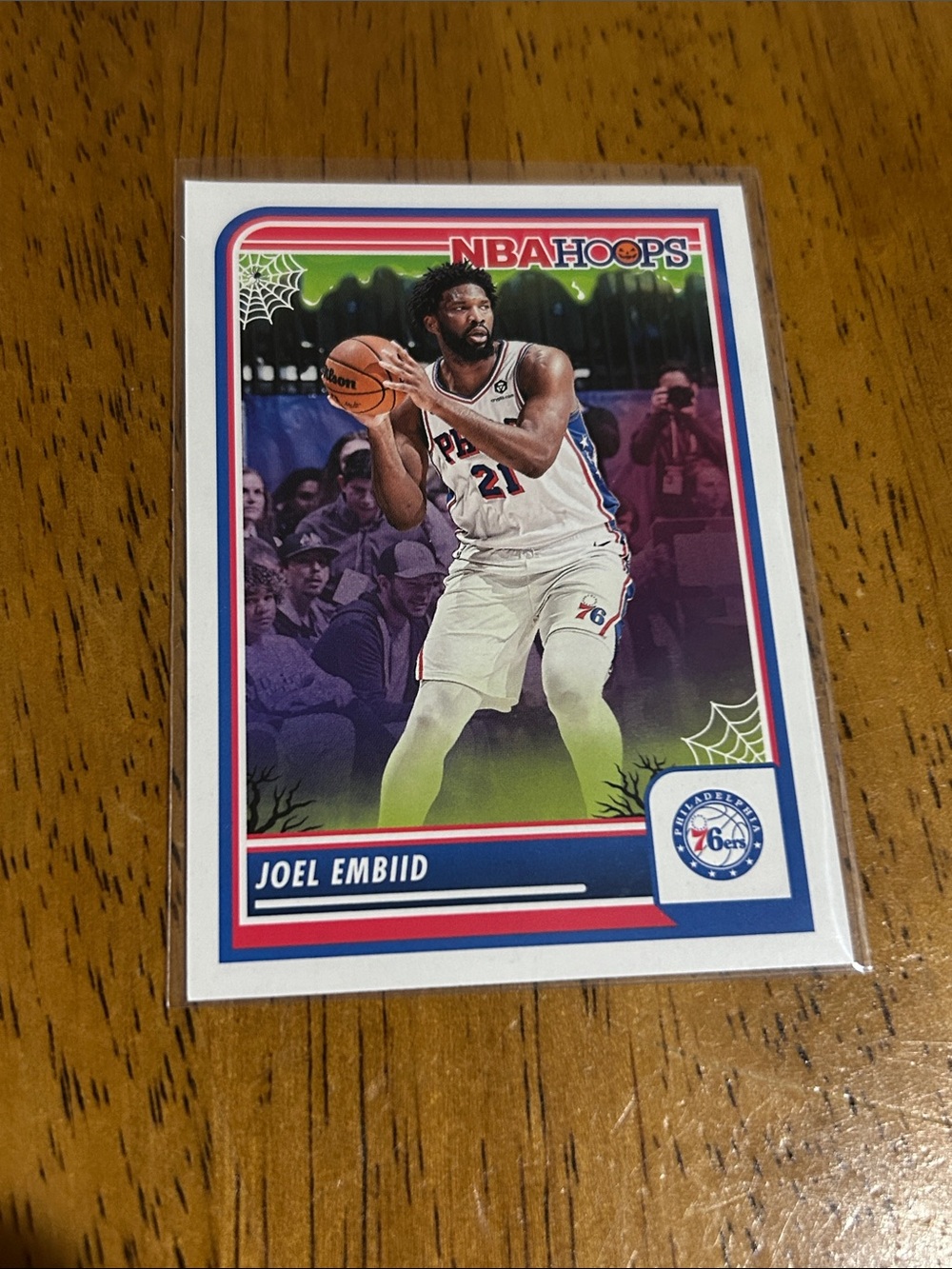 Panini NBA Hoops Joel Embiid White Blue Red Basketball Card